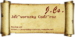 Jávorszky Csörsz névjegykártya